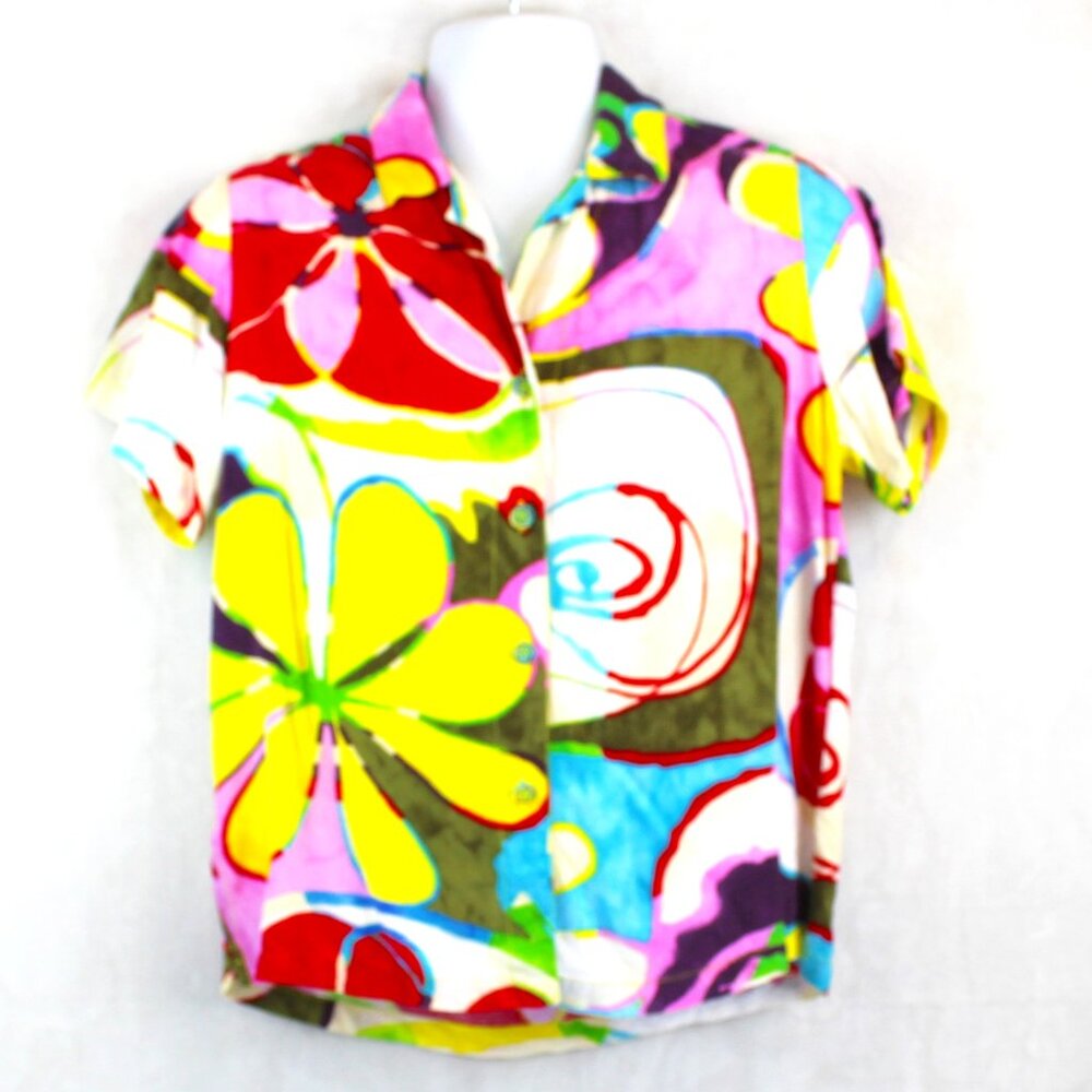 Vintage 90's Jams World Hawaiian Floral Button Up Shirt (S)